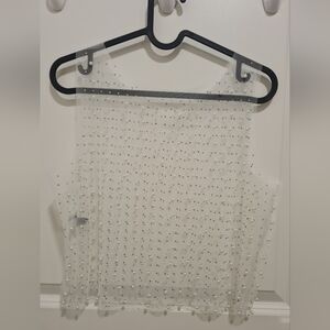 Sheer White Beaded Sleeveless Top